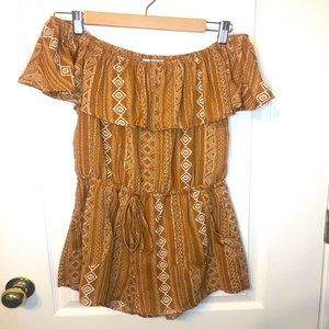 Iris Yellow Orange Boho Romper Jumpsuit M